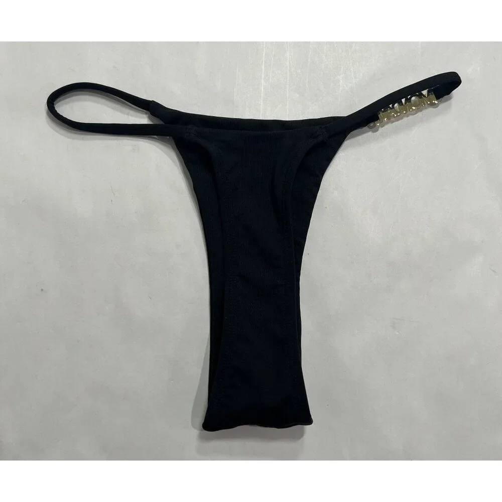 MONDAY Swimwear Monday Thong Bikini Bottoms in Black
